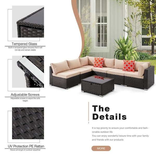 Zovika Outdoor 6 Seater Patio Sofa set - Image 3