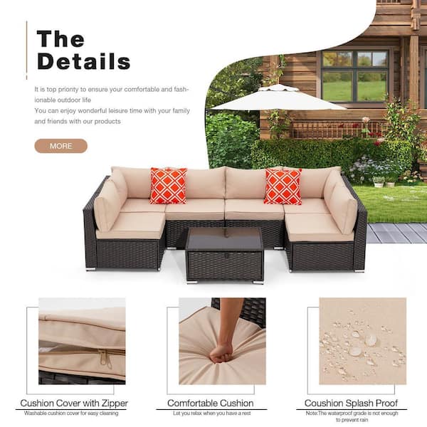 Zovika Outdoor 6 Seater Patio Sofa set - Image 5