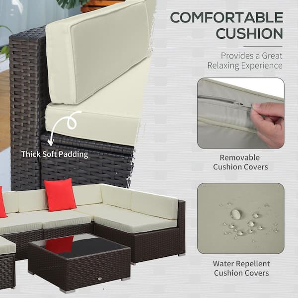 Zovika Outdoor 6 Seater Wicker & rattan Sofa set - Image 5