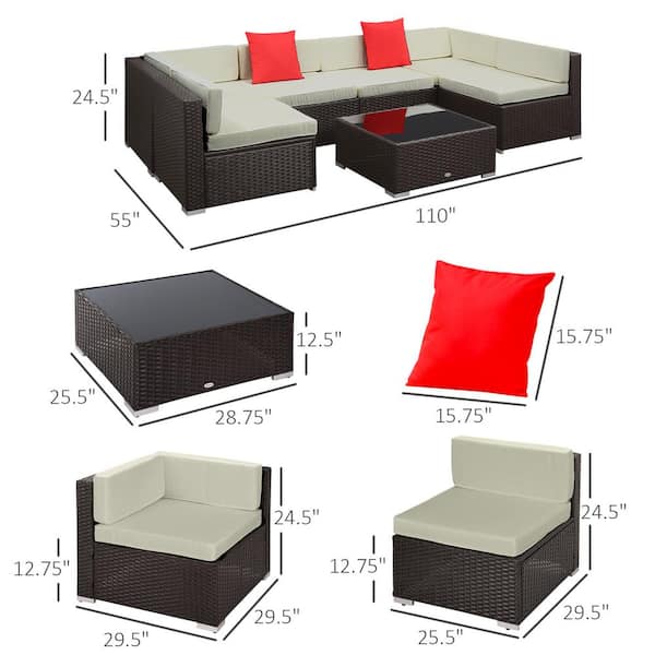 Zovika Outdoor 6 Seater Wicker & rattan Sofa set - Image 4