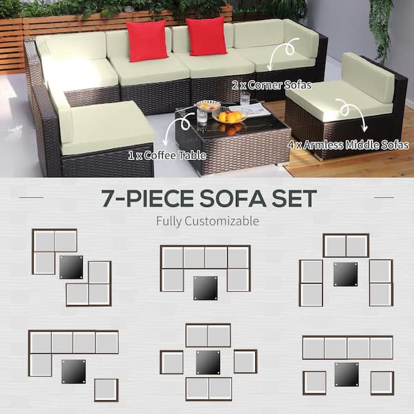 Zovika Outdoor 6 Seater Wicker & rattan Sofa set - Image 2