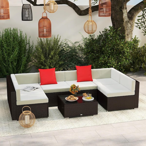 Zovika Outdoor 6 Seater Wicker & rattan Sofa set