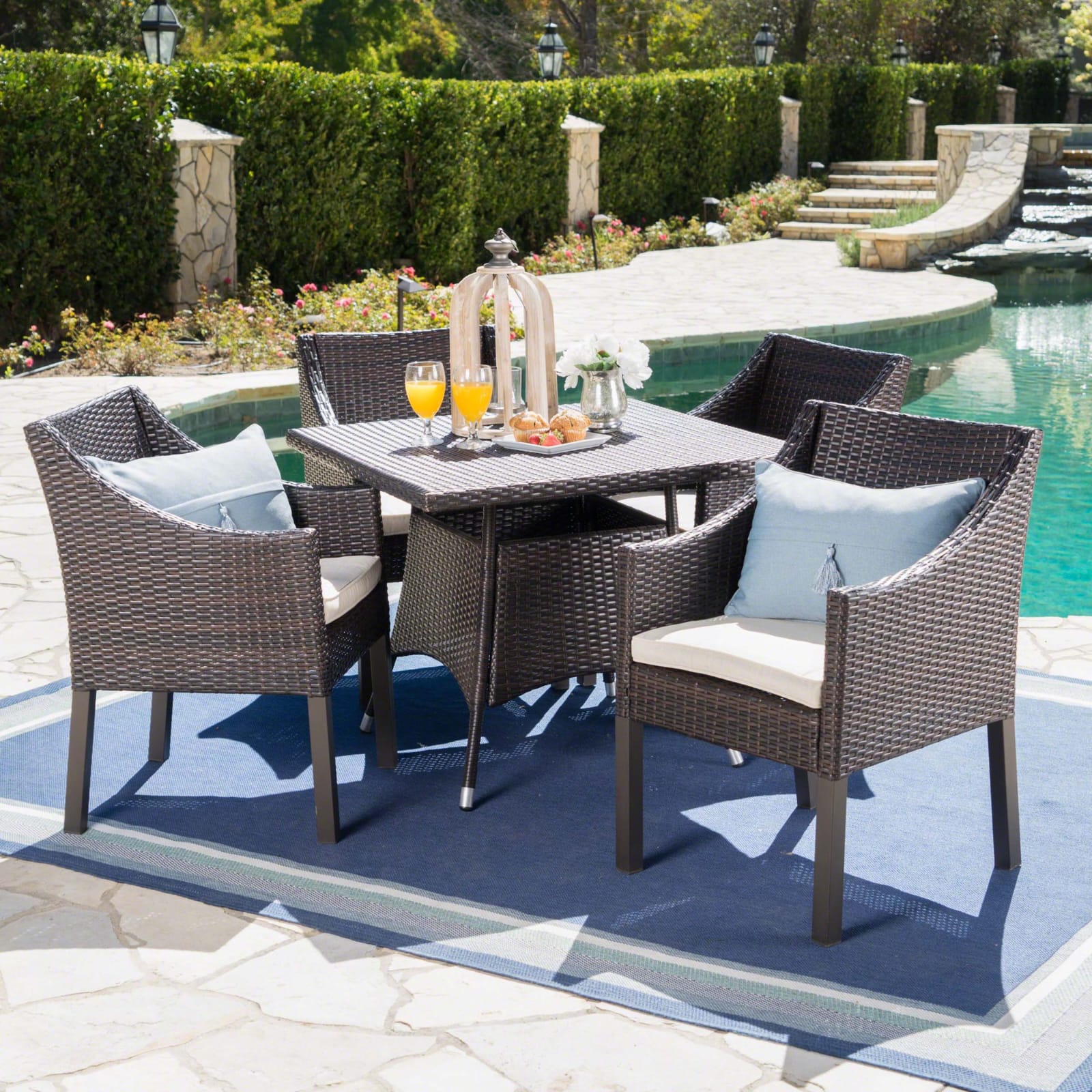 OUTDOOR ALL WEATHER RESISTANT 5 Pcs DINING SET
