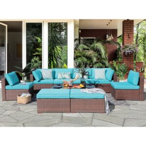 ZOVIKA Outdoor 8 Seater Wicker Cane sofa set
