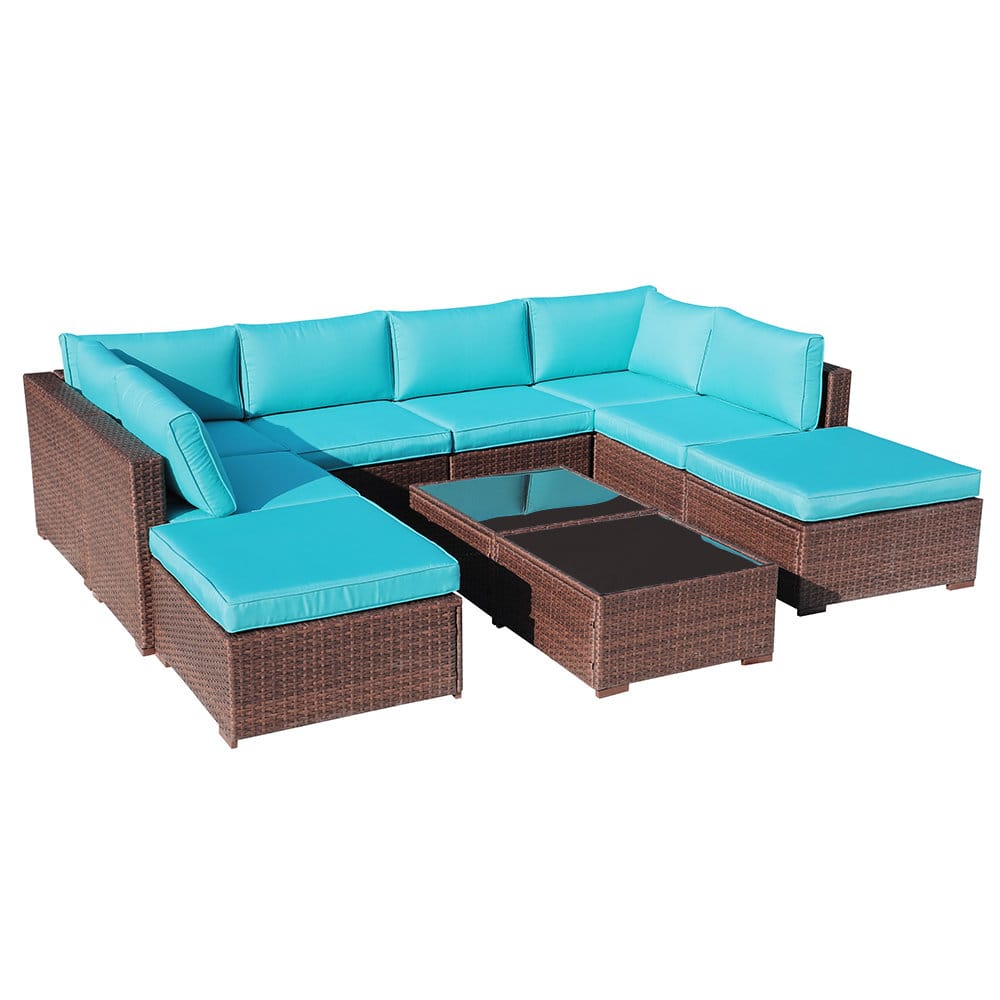 ZOVIKA Outdoor 8 Seater Wicker Cane sofa set - Image 6