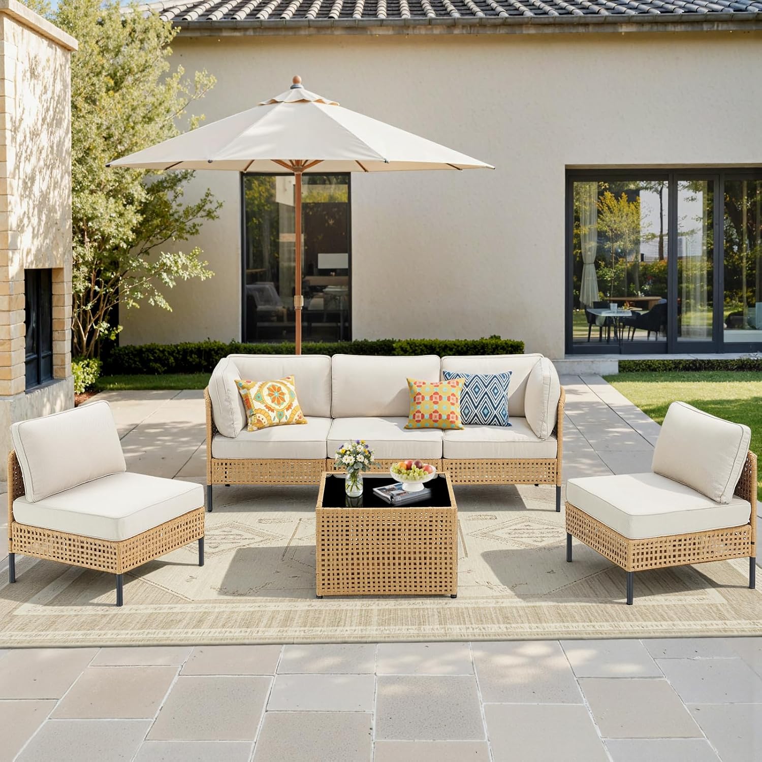 Zovika 5 Seater Rattan Cane Sofa Set