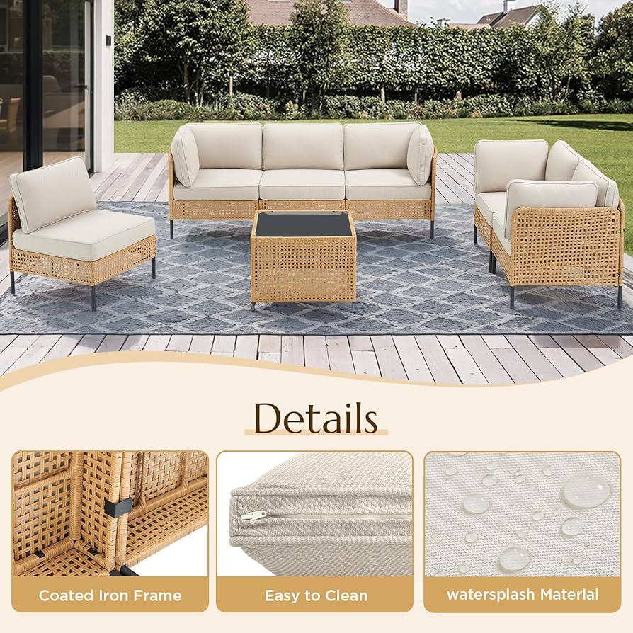Zovika 5 Seater Rattan Cane Sofa Set - Image 9