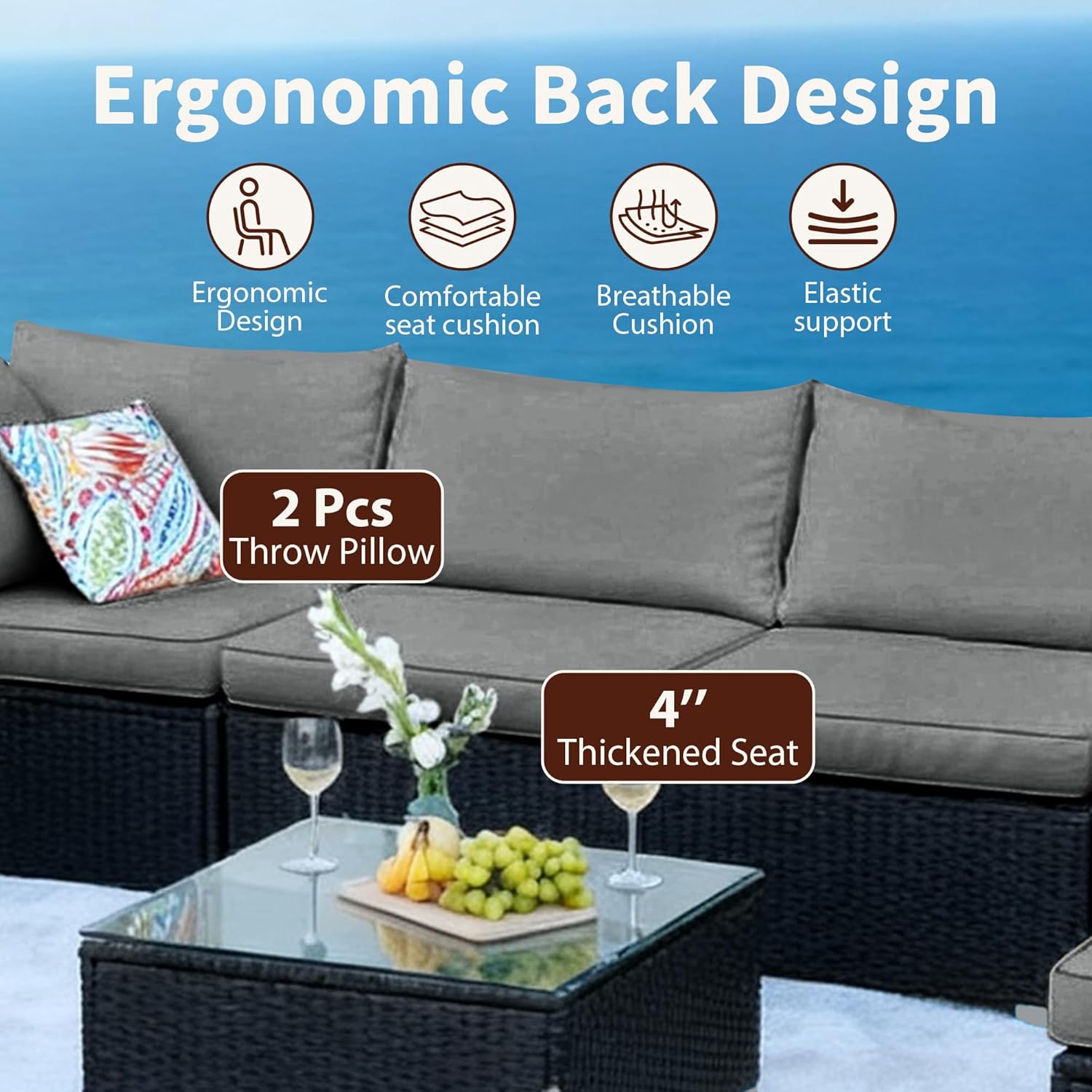 ZOVIKA ALL WEATHER PATIO GARDEN SOFA SET - Image 5