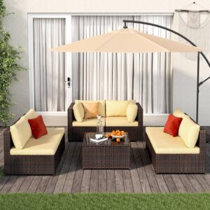 ZOVIKA Rattan Patio Sofa Conversation set