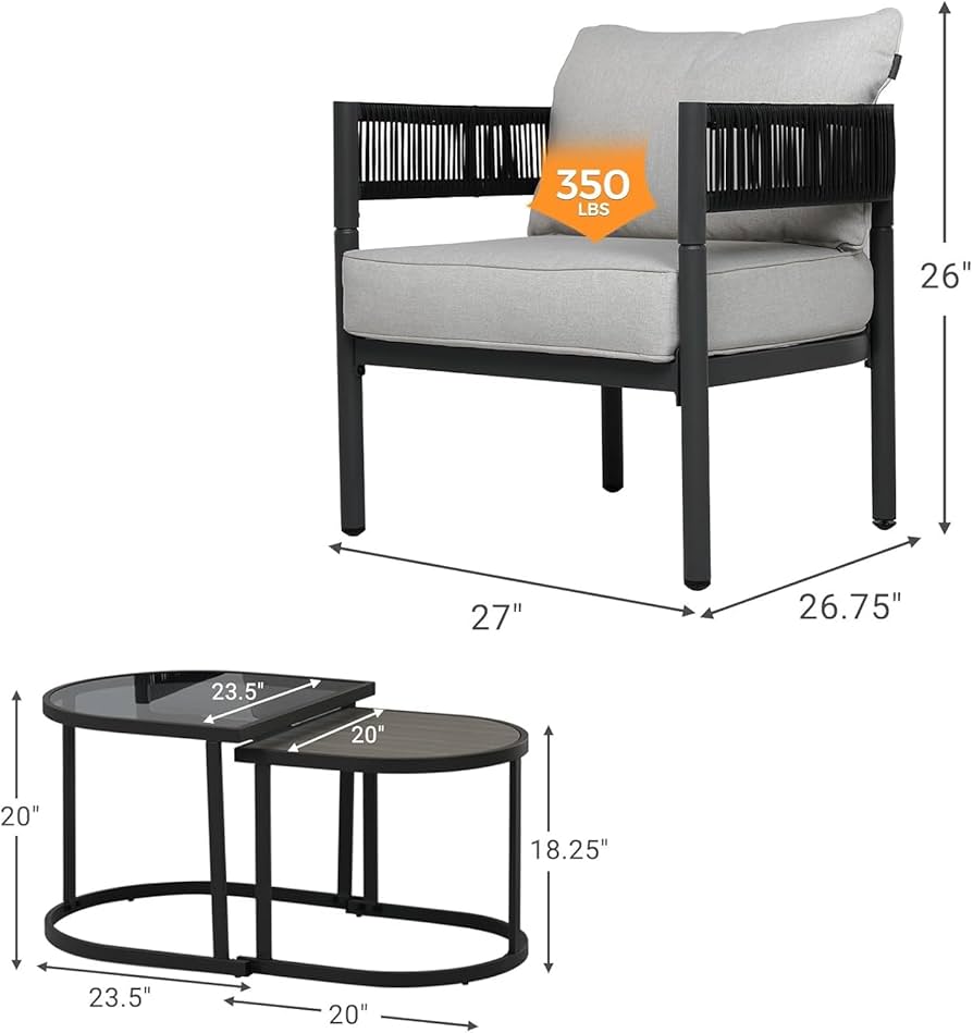 ZOVIKA irona Outdoor 2 Seater patio set rope & braided - Image 3