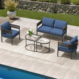 ZOVIKA irona outdoor patio 4 seater sofa set rope & braided ( black )