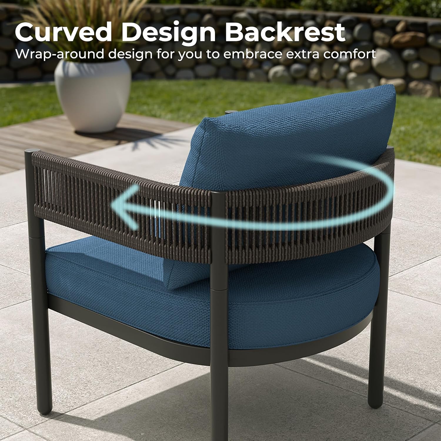 ZOVIKA irona outdoor patio 4 seater sofa set rope & braided ( black ) - Image 5