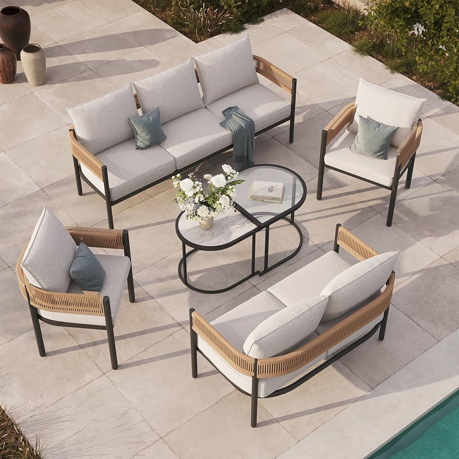 Zovika Irona Outdoor 7 seater patio sofa set - Image 8