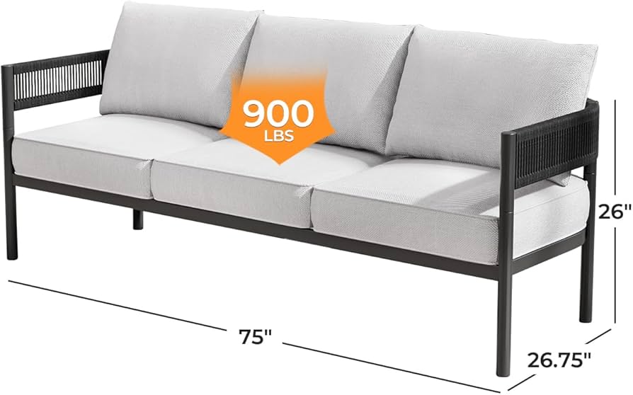 ZOVIKA irona outdoor 5 seater patio sofa set rope & braided ( black ) - Image 6
