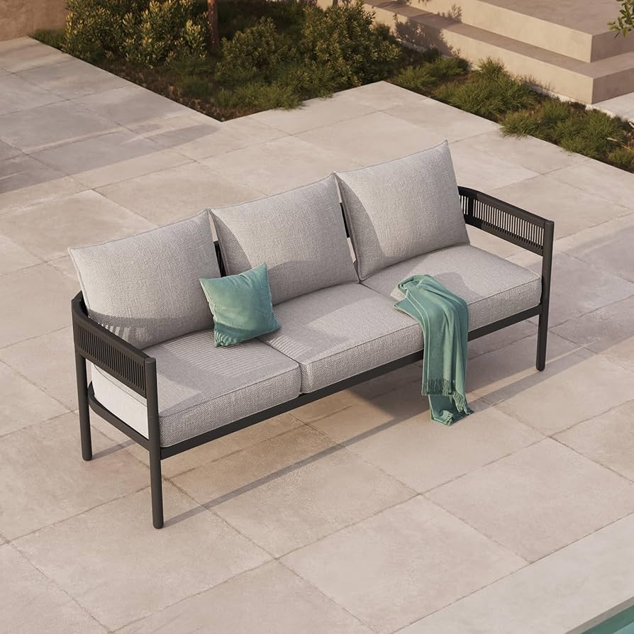 ZOVIKA irona outdoor 5 seater patio sofa set rope & braided ( black ) - Image 2