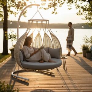 Zovika All Weather Rope-Weaved Swing with stand