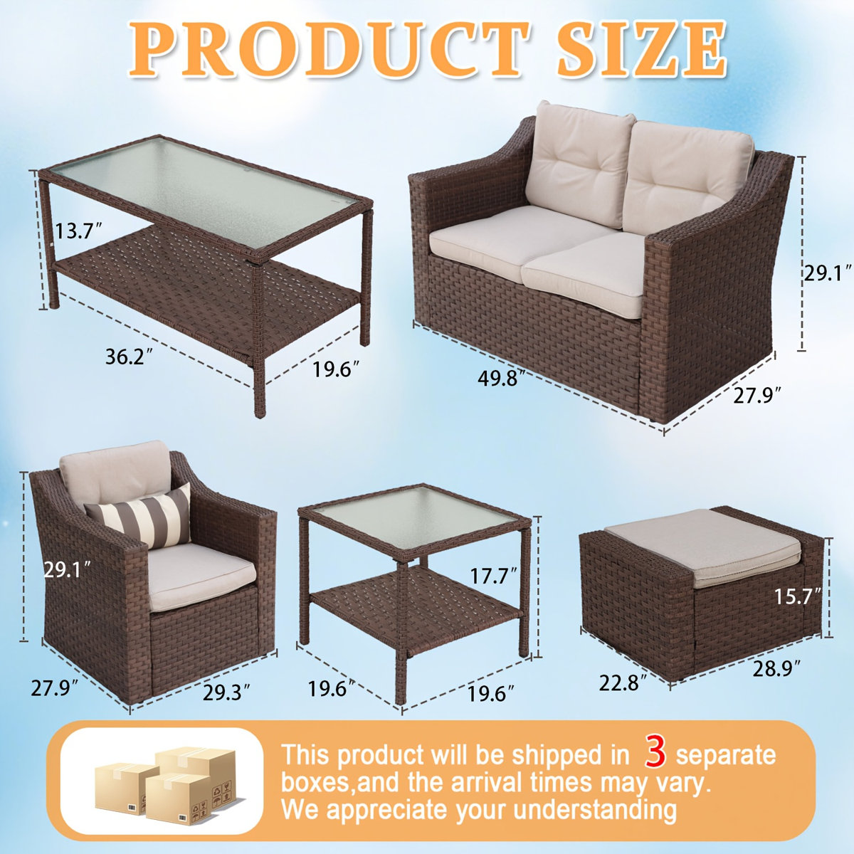 Zovika Outdoor 6 Seater Patio Set - Image 3