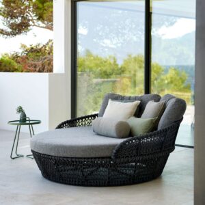 Stylish Pool-side Black Rope Sunbed