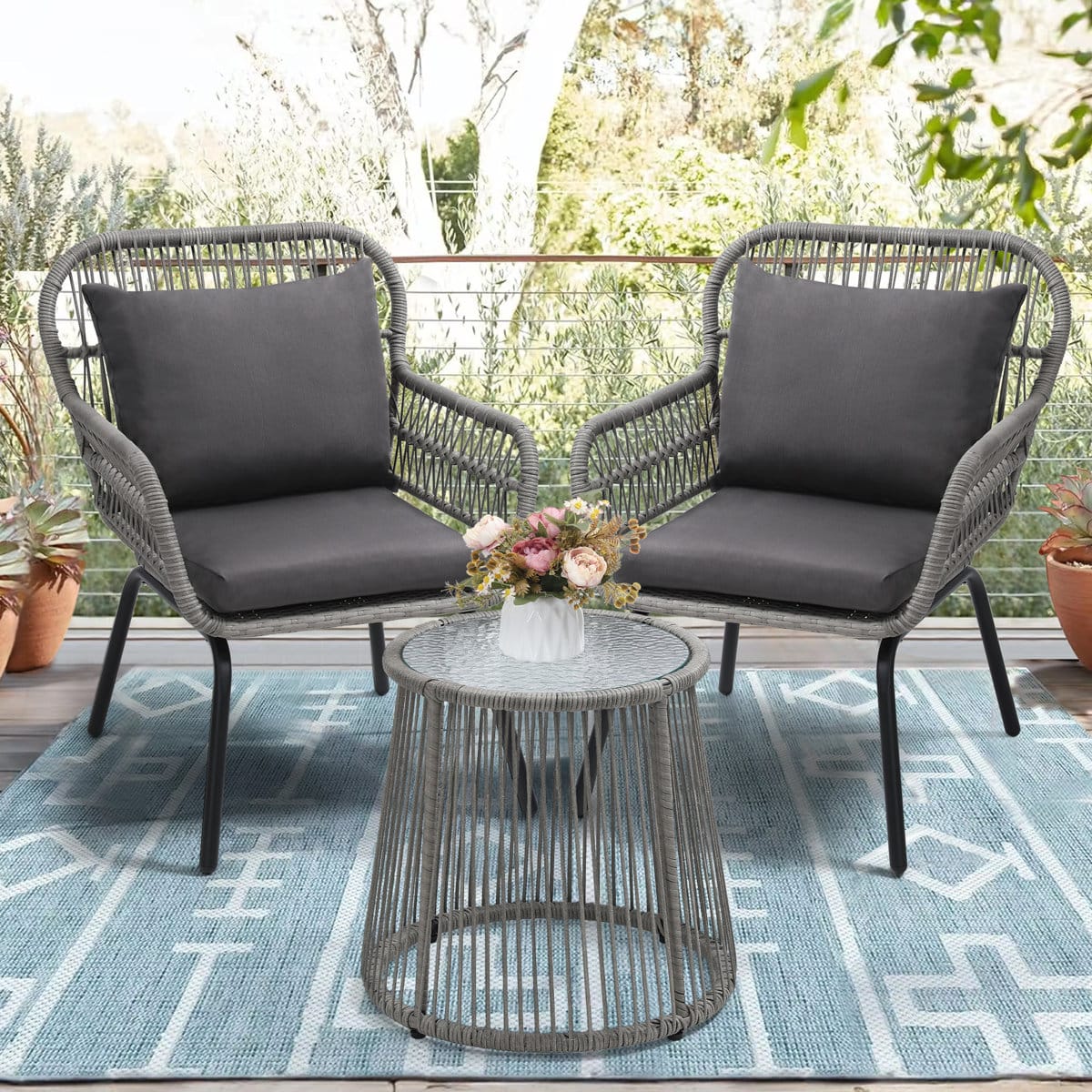 Zovika Rope Weaved 2 chair and 1 table set