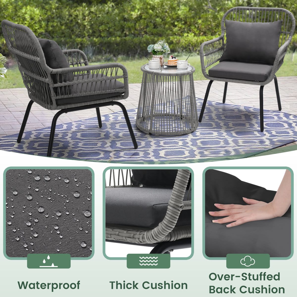Zovika Rope Weaved 2 chair and 1 table set - Image 2