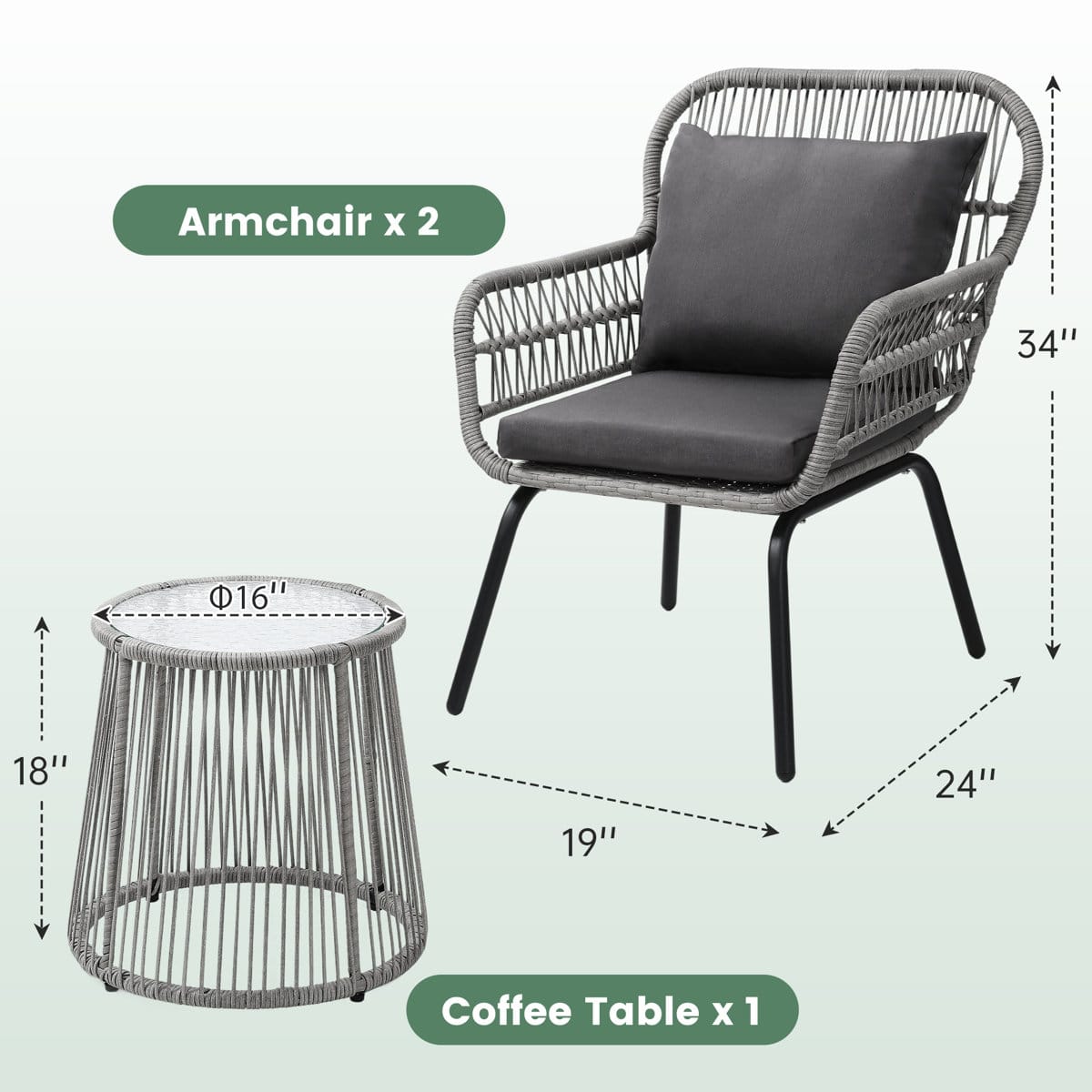 Zovika Rope Weaved 2 chair and 1 table set - Image 4