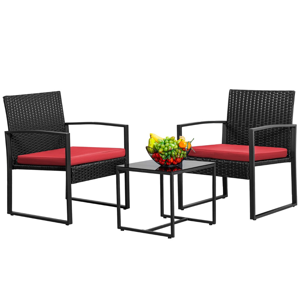 Zovika Outdoor Patio seating 2 chair and 1 table set (black) - Image 2