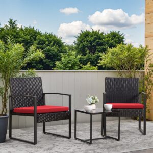 Zovika Outdoor Patio seating 2 chair and 1 table set (black)