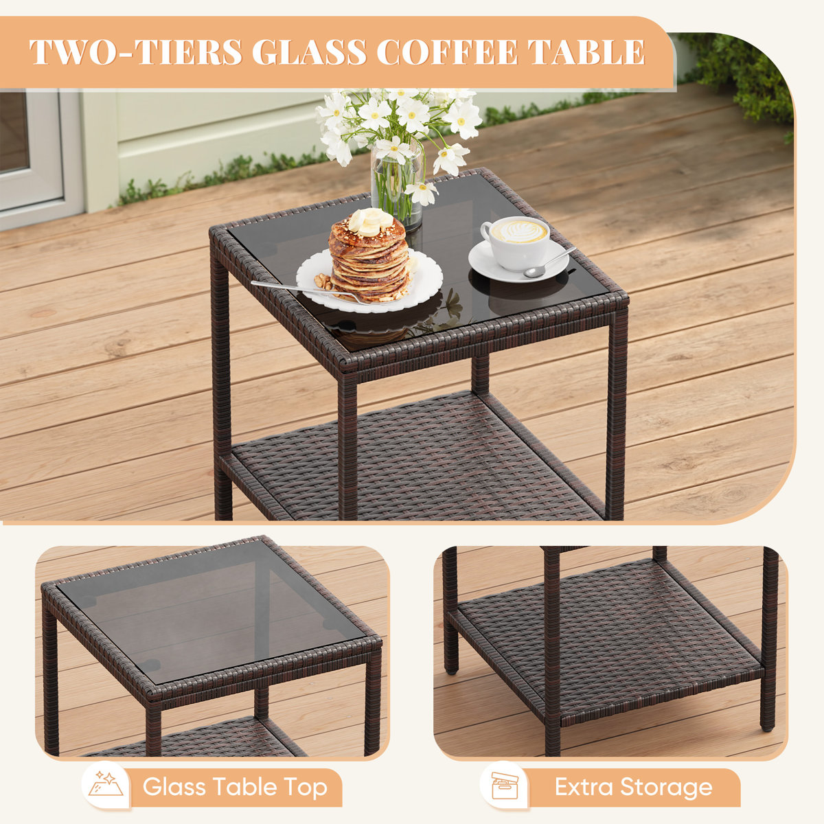 Outdoor Wicker cane chair & table balcony set - Image 7