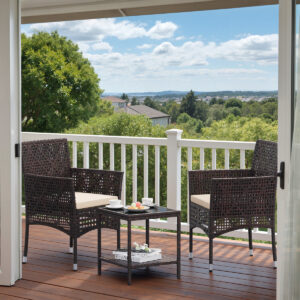 Outdoor Wicker cane chair & table balcony set