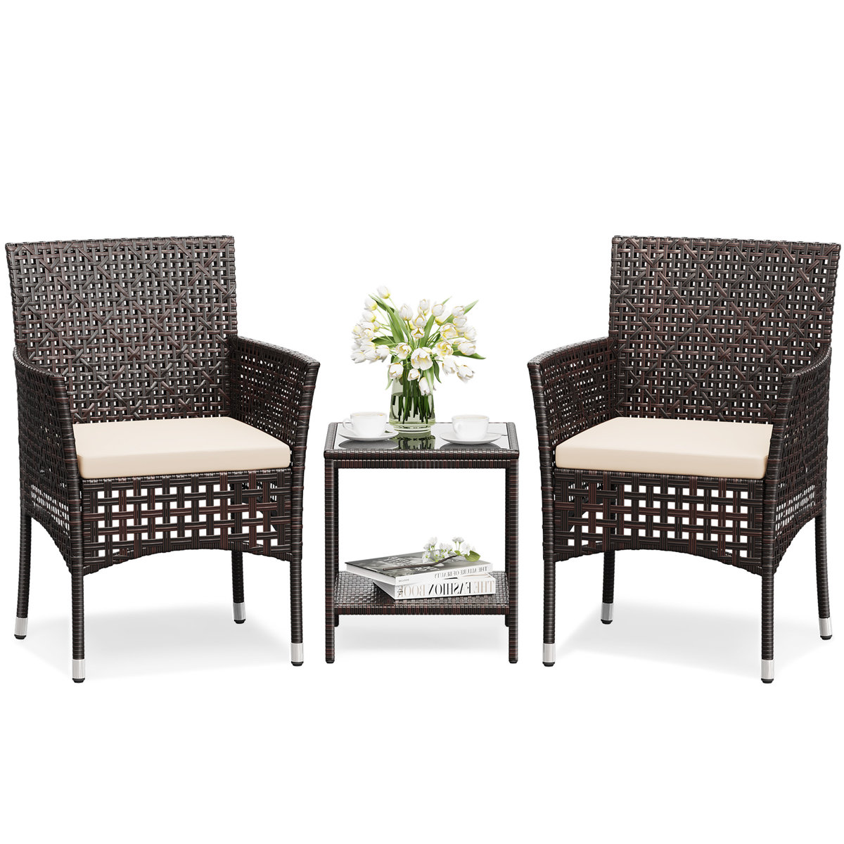 Outdoor Wicker cane chair & table balcony set - Image 3