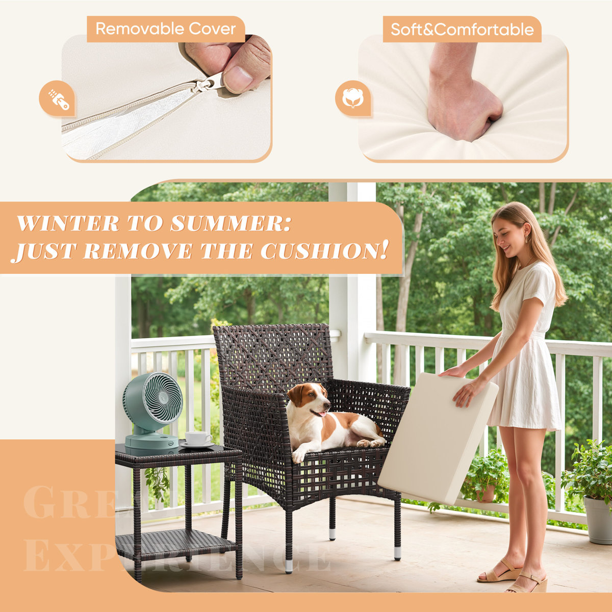 Outdoor Wicker cane chair & table balcony set - Image 5