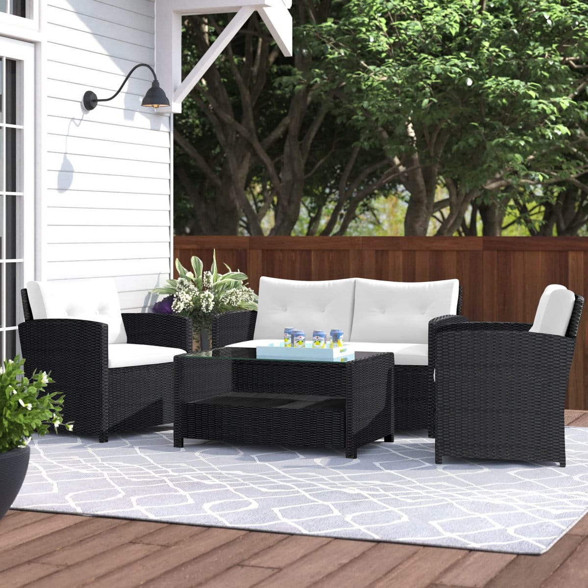 Outdoor 4 Seater Wicker cane Sofa set - Image 4