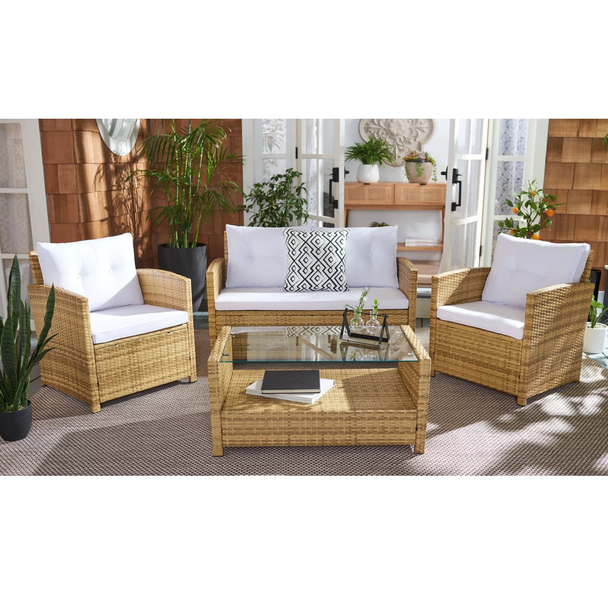 Outdoor 4 Seater Rattan cane sofa set
