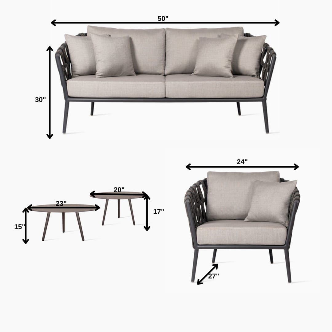 Outdoor Rope Weaved 4 Seater Sofa set - Image 6