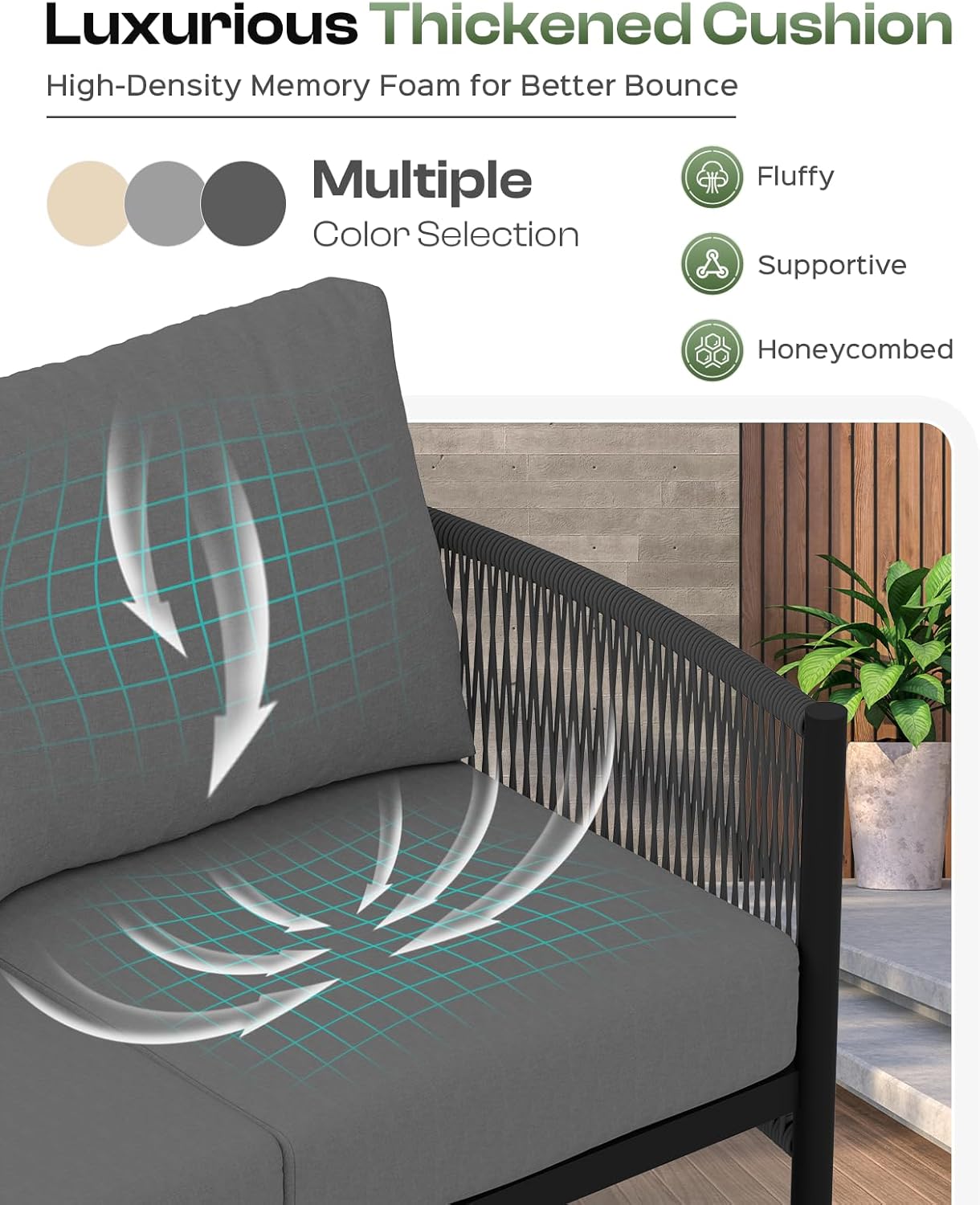 Zovika 5-Seater Rope Weaved Sofa Set - Dark Gray Ropes - Image 7