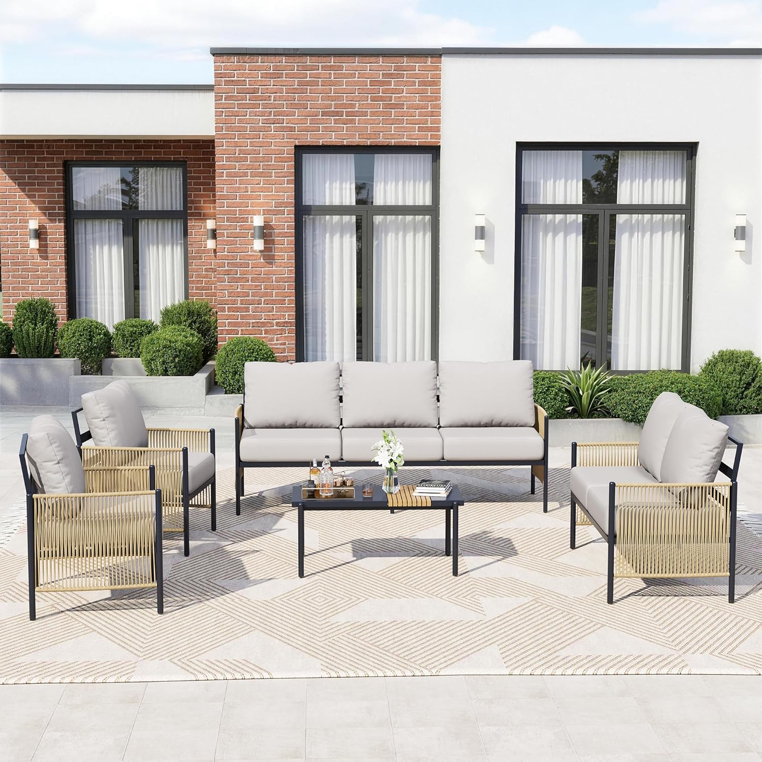 The Ashoka 7-Seater Braided Rope Lounge Set - Image 2
