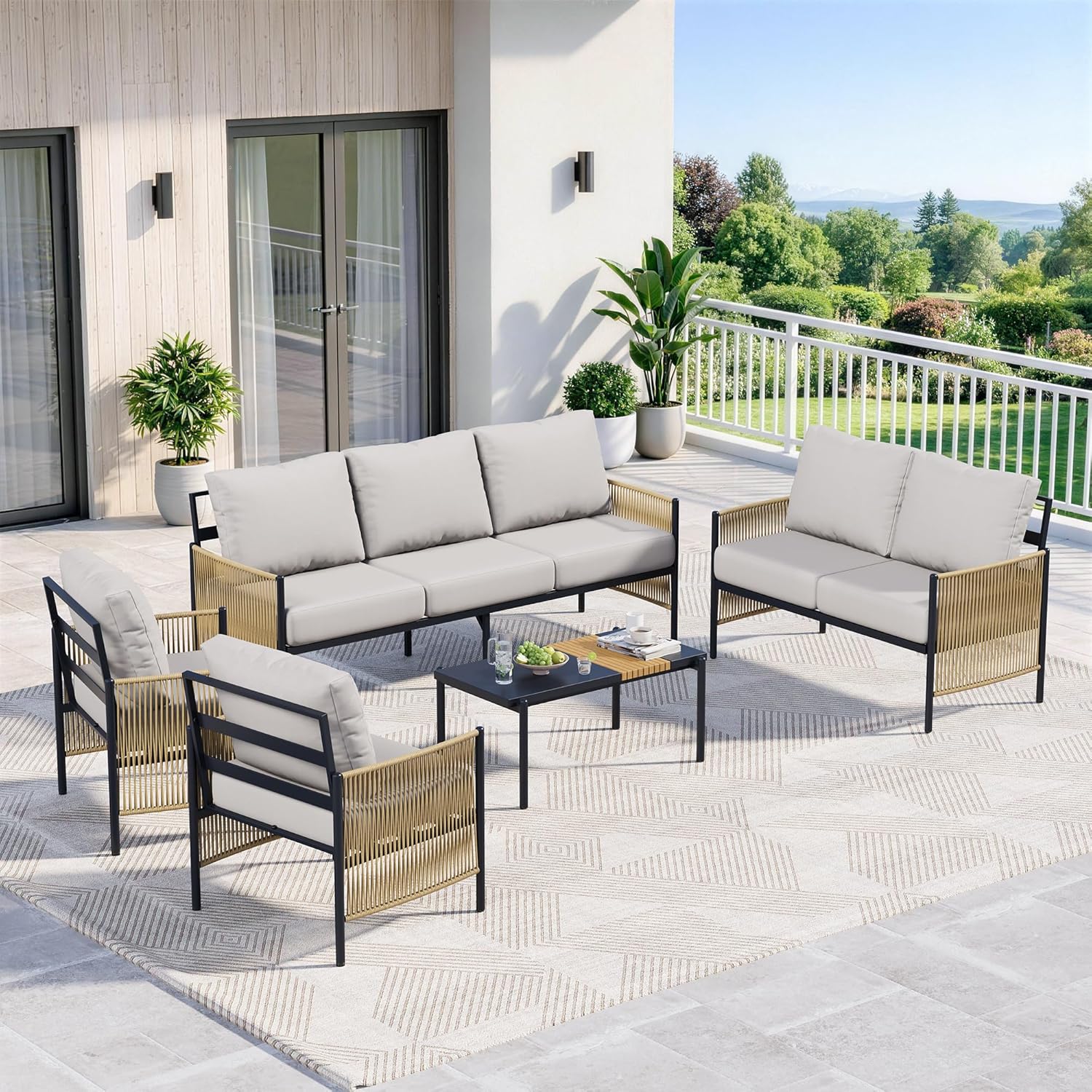 The Ashoka 7-Seater Braided Rope Lounge Set - Image 5