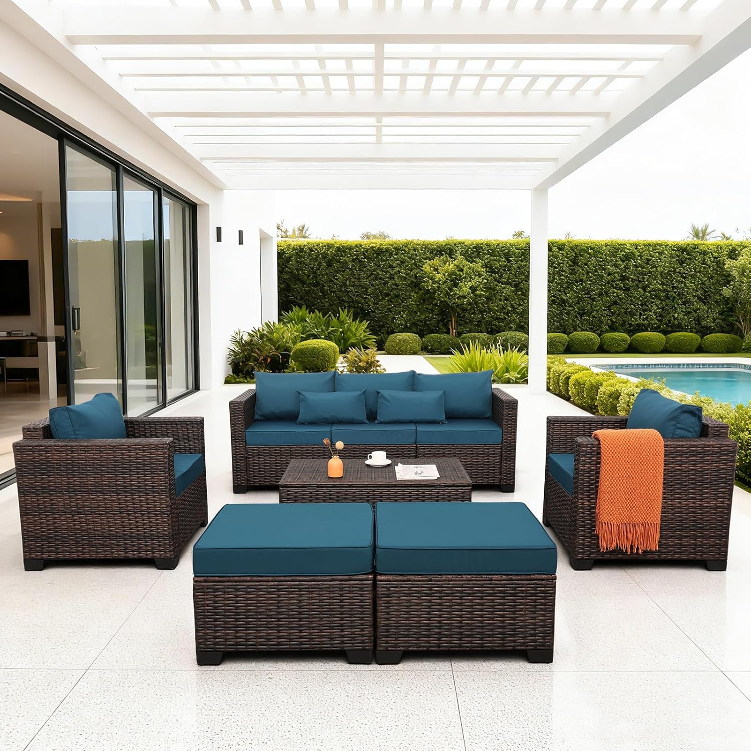 Wellington 7-Seater Outdoor Lounge Set - Image 4