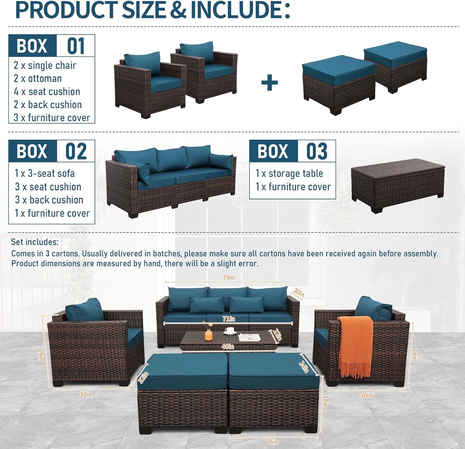 Wellington 7-Seater Outdoor Lounge Set - Image 3