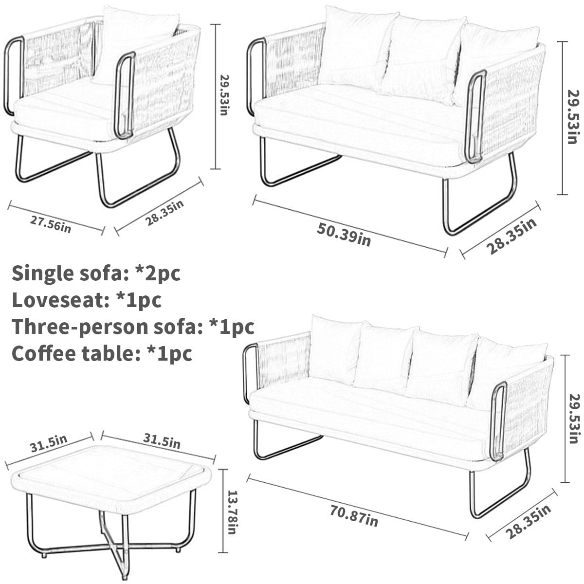 Zovika Outdoor 7 Seater Sofa Set with Center Table - Image 5