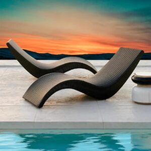 Zovika Wavecrest Wicker Lounger Set with Accent Tables