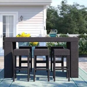 Meridian Weave 7-Piece Outdoor Bar Set