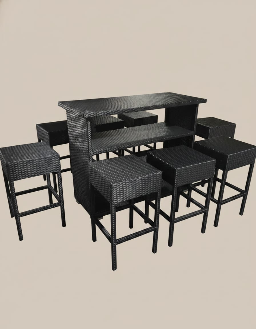 Zovika Weave 7-Piece Outdoor Bar Set - Image 5