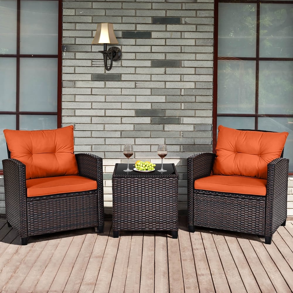 Zovika Rattan Balcony set - Orange - Image 6