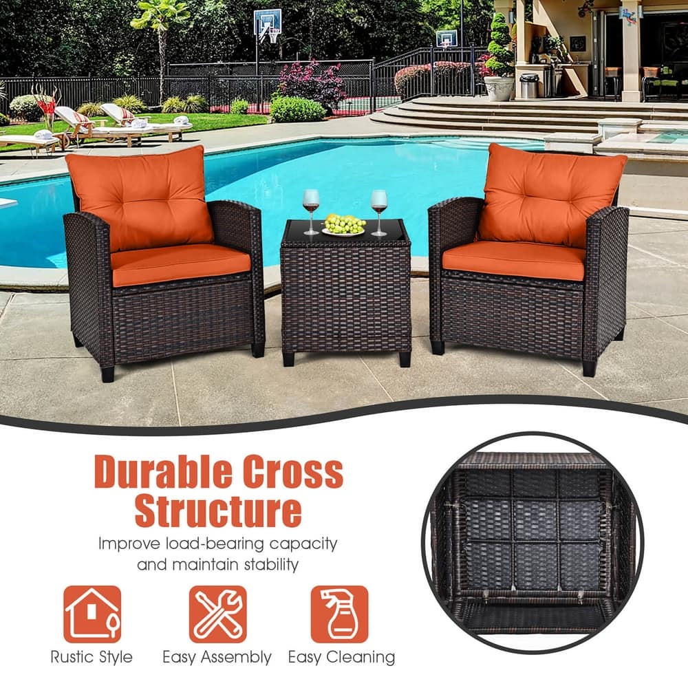 Zovika Rattan Balcony set - Orange - Image 4