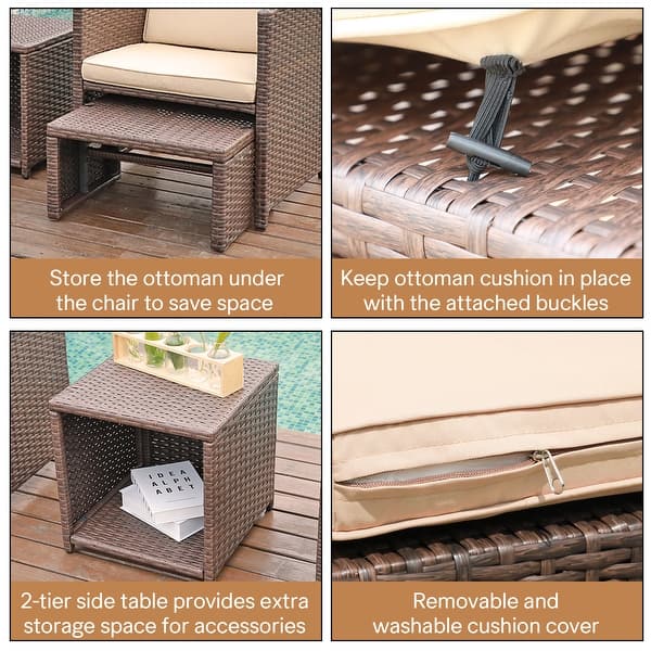 Zovika Pavilion Rattan Balcony Set - Beige Cushions - Image 2