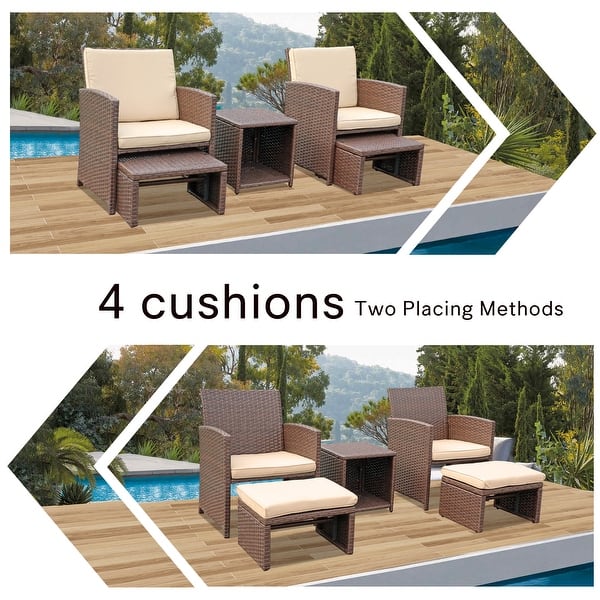 Zovika Pavilion Rattan Balcony Set - Beige Cushions - Image 3