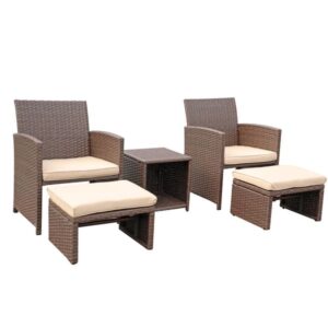 Zovika Pavilion Rattan Balcony Set - Beige Cushions