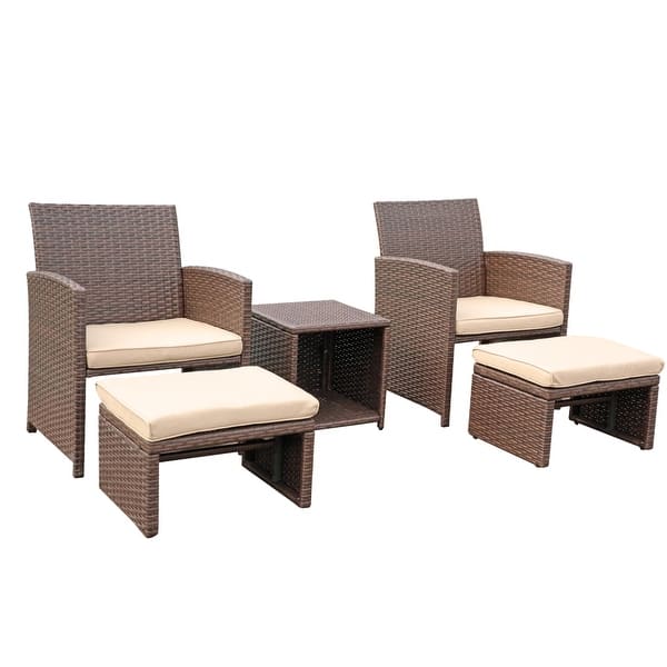 Zovika Pavilion Rattan Balcony Set - Beige Cushions