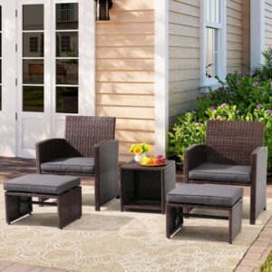 Zovika Pavilion Rattan Balcony Set - Gray Cushions